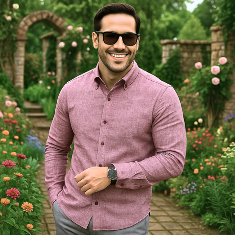 Cămașă Confex din in - Premium DeLuxe - Roz pal