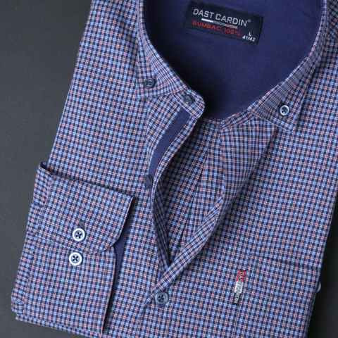 Cămașă pentru bărbați - Vladimir - Albastru cu roșu