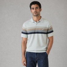 Tricou Polo pentru bărbați - ARES - CAPRI - Grej cu maro și bleumarin