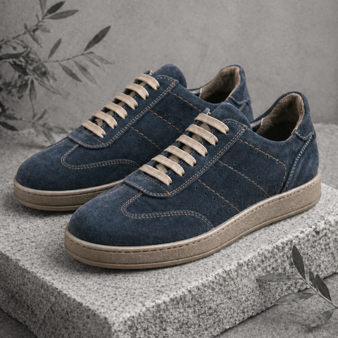 Pantofi bărbătești din piele - Baxter - Bleumarin Velur