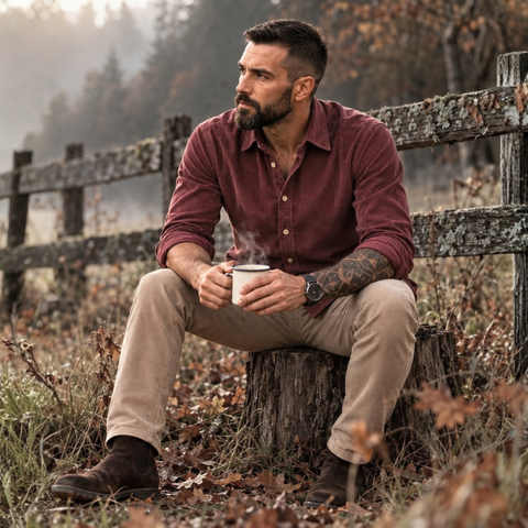Cămașă din raiat fin - ZENMAN RoyalTOUCH™ - Corduroy EDITION - Burgundiu Aristocrat