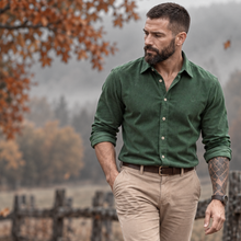 Cămașă din raiat fin - ZENMAN RoyalTOUCH™ - Corduroy EDITION - Verde Smarald