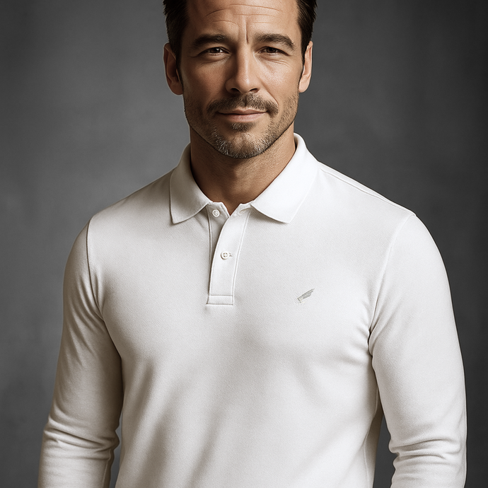 Tricou cu mânecă lungă pentru bărbați - Ares - Urban POLO - Alb