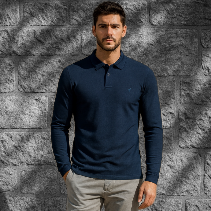 Tricou cu mânecă lungă pentru bărbați - Ares - Urban POLO - Bleumarin