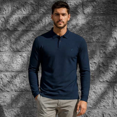 Tricou cu mânecă lungă pentru bărbați - Ares - Urban POLO - Bleumarin