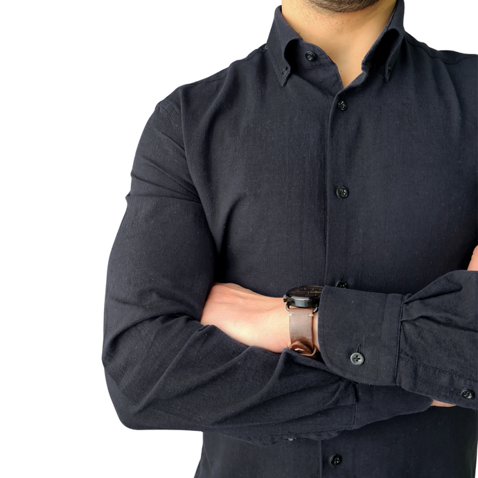 Cămașă Confex din in - Premium DeLuxe - Negru