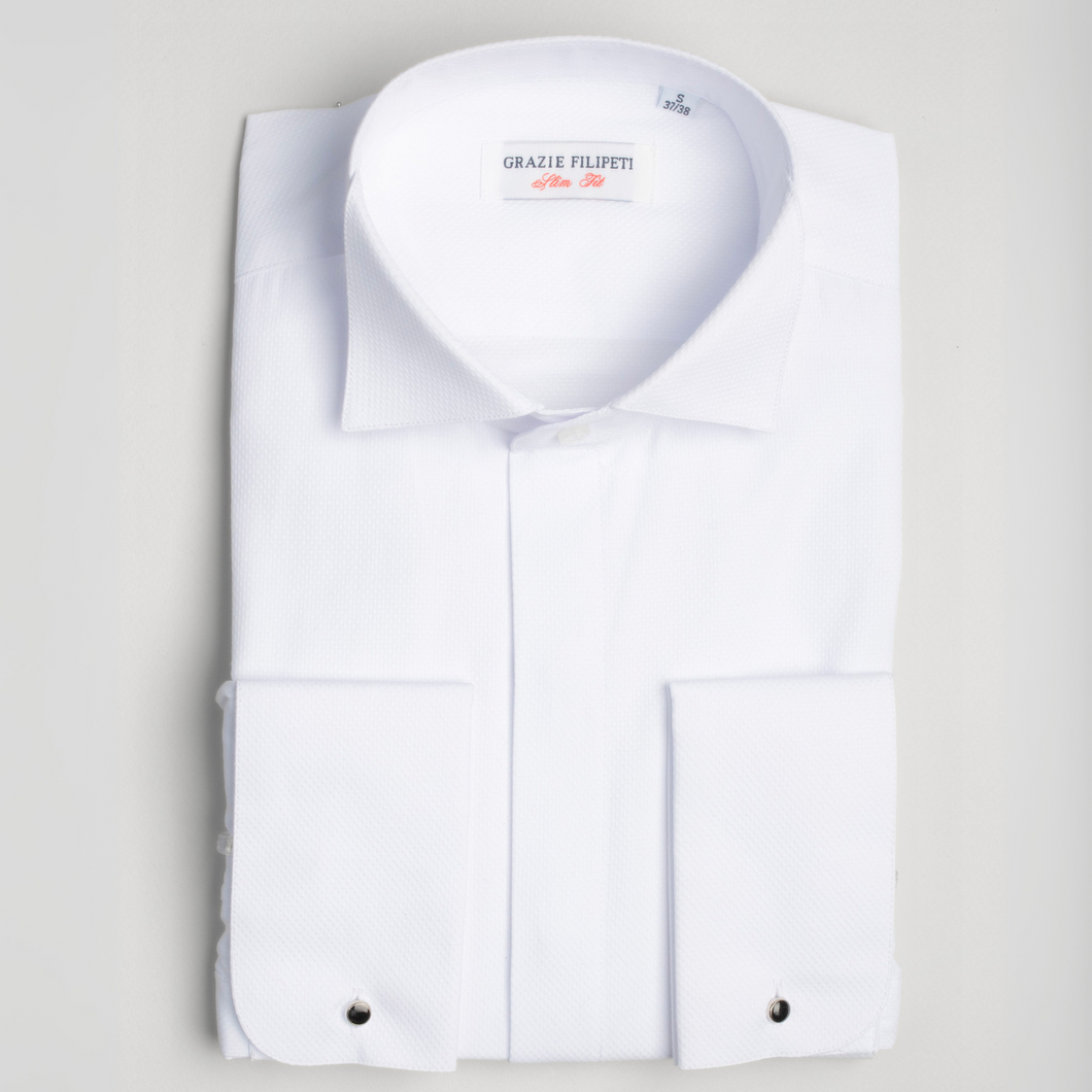 Cămașă elegantă cu guler pentru papion - Albă - Grazzie Filipeti