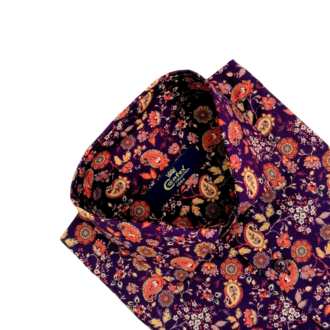 Cămașă Confex - Model Paisley - Mov Floral