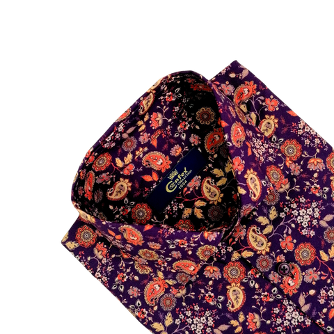 Cămașă Confex - Model Paisley - Mov Floral
