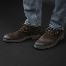Ghete piele naturală velur  - Tucson - Maro WAX EFFECT