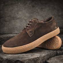 Pantofi bărbătești din piele - Nujabes - Maro velur