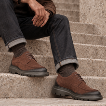 Pantofi bărbătești din piele - ZENMAN UltraLIGHT - Maro Cognac Velur