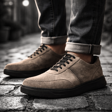 Pantofi bărbătești din piele - Urban FLEX - Bej Velur