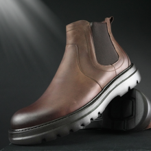 Ghete piele naturală - York - Maro antichizat