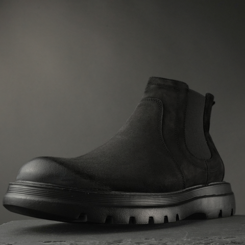 Ghete piele naturală - York - Negru Velur