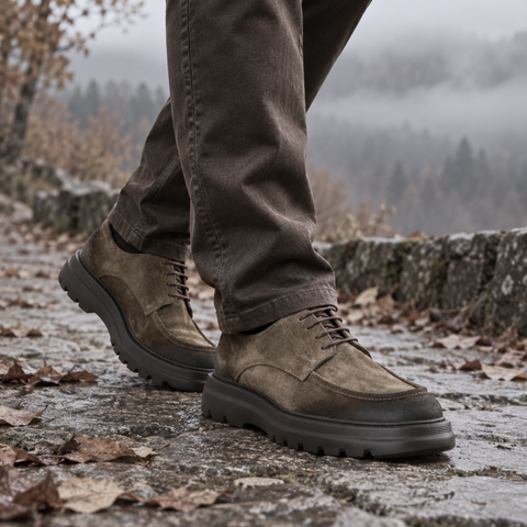 Pantofi bărbătești din piele - ZENMAN UltraLIGHT - Taupe închis