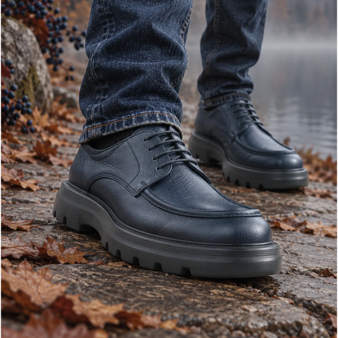 Pantofi bărbătești din piele - BISON UltraLIGHT™ –  Bleumarin