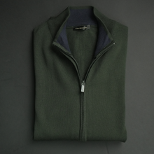 Pulover bărbătesc Premium Zip-UP - Verde închis