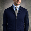 Pulover bărbătesc Premium Zip-UP - Bleumarin