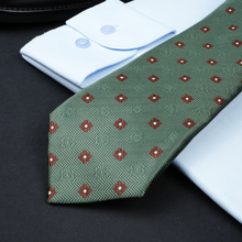 a close up of a tie on a table
