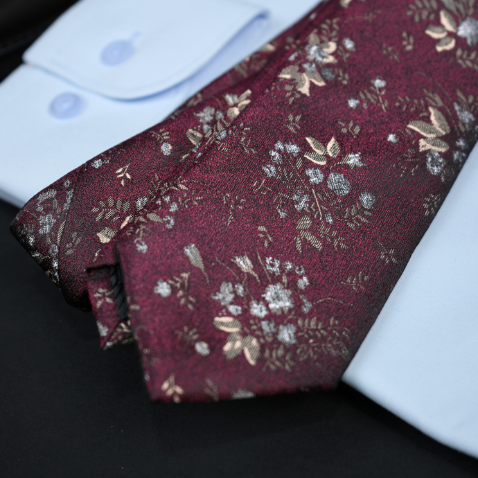 a close up of a tie on a table