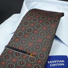 a close up of a tie on a shirt