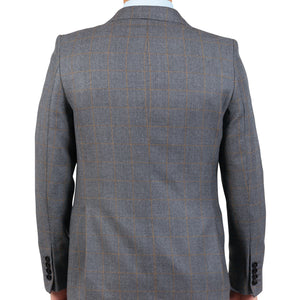 Sacou Confex - Slim-Fit - Gri cu carouri galbene