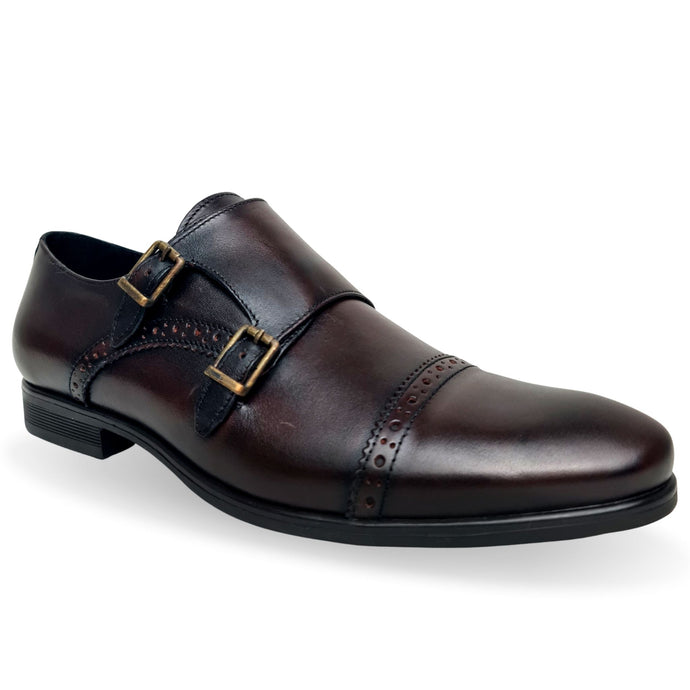 Pantofi bărbătești din piele - Monk Limited - Maro Ciocolată