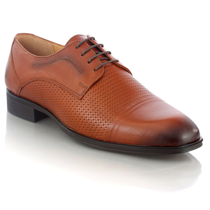 Pantofi barbatesti din piele - Derby - Maro Cognac