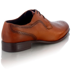 Pantofi barbatesti din piele - Laser Beam - Maro Cognac