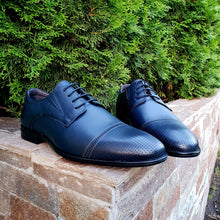 Pantofi barbatesti din piele - Oxford - Bleumarin