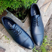 Pantofi barbatesti din piele - Oxford - Bleumarin