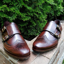 Pantofi barbatesti din piele - Double Monk - Maro Ciocolata