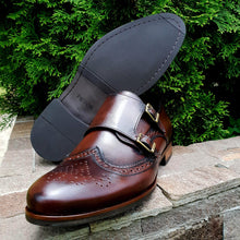 Pantofi barbatesti din piele - Double Monk - Maro Ciocolata