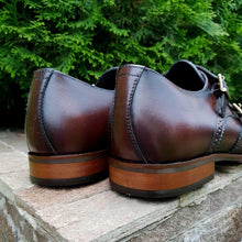 Pantofi barbatesti din piele - Double Monk - Maro Ciocolata