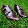Pantofi barbatesti din piele - Double Monk - Maro Ciocolata