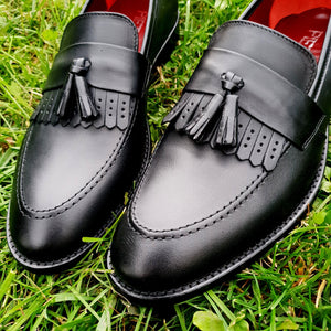 Pantofi barbatesti din piele - Ciucuri de Bucovina - Negru