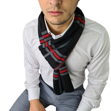 Fular Ares - Negru cu gri si rosu