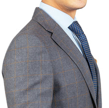 Sacou Confex - Slim-Fit - Gri cu carouri galbene