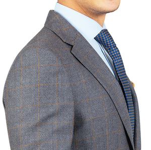 Sacou Confex - Slim-Fit - Gri cu carouri galbene