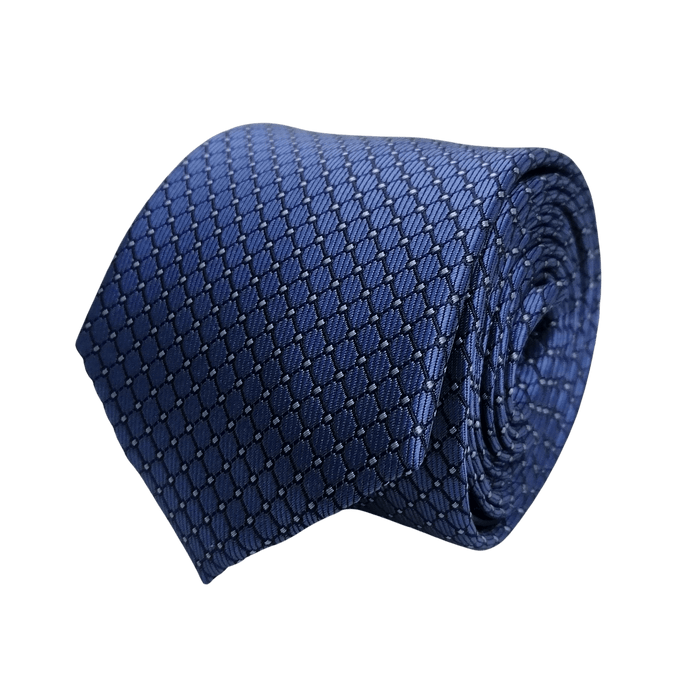 Cravată Ares - Albastru cu figuri geometrice gri