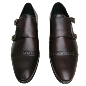 Pantofi bărbătești din piele - Monk Limited - Maro Ciocolată