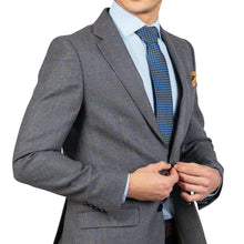 Sacou Confex - Slim-Fit - Gri cu carouri galbene