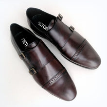 Pantofi bărbătești din piele - Monk Limited - Maro Ciocolată