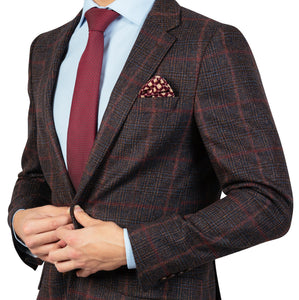 Sacou Confex - Slim-Fit - Maro cu carouri vișinii