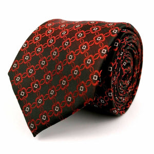 Cravata Ares - Negru cu model rosu si alb
