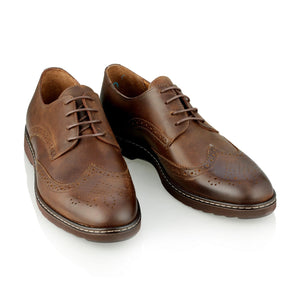 Pantofi barbatesti din piele -  Ortopedic Brogue - Maro Vintage Inchis