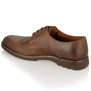 Pantofi barbatesti din piele -  Ortopedic Brogue - Maro Vintage Inchis