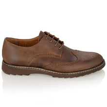 Pantofi barbatesti din piele -  Ortopedic Brogue - Maro Vintage Inchis