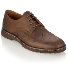 Pantofi barbatesti din piele -  Ortopedic Brogue - Maro Vintage Inchis